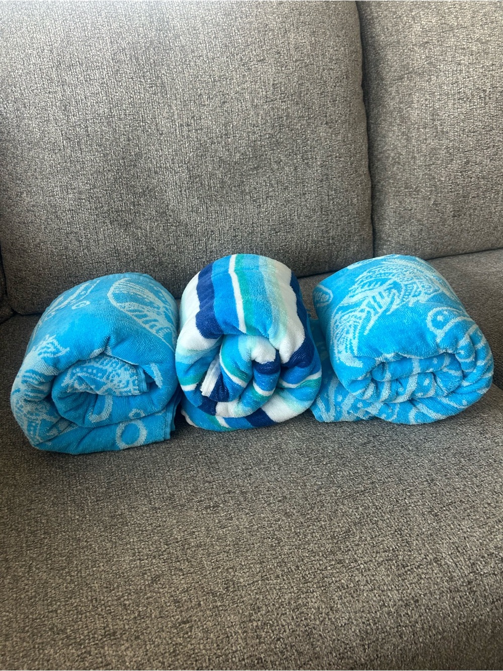 Blue Beach Towel Set - Soft Cotton Blend